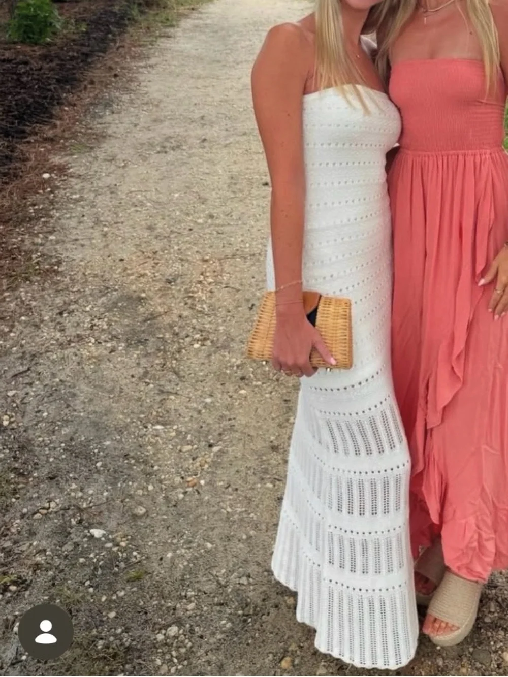 Abercrombie & Fitch White Strapless Crochet Maxi Dress